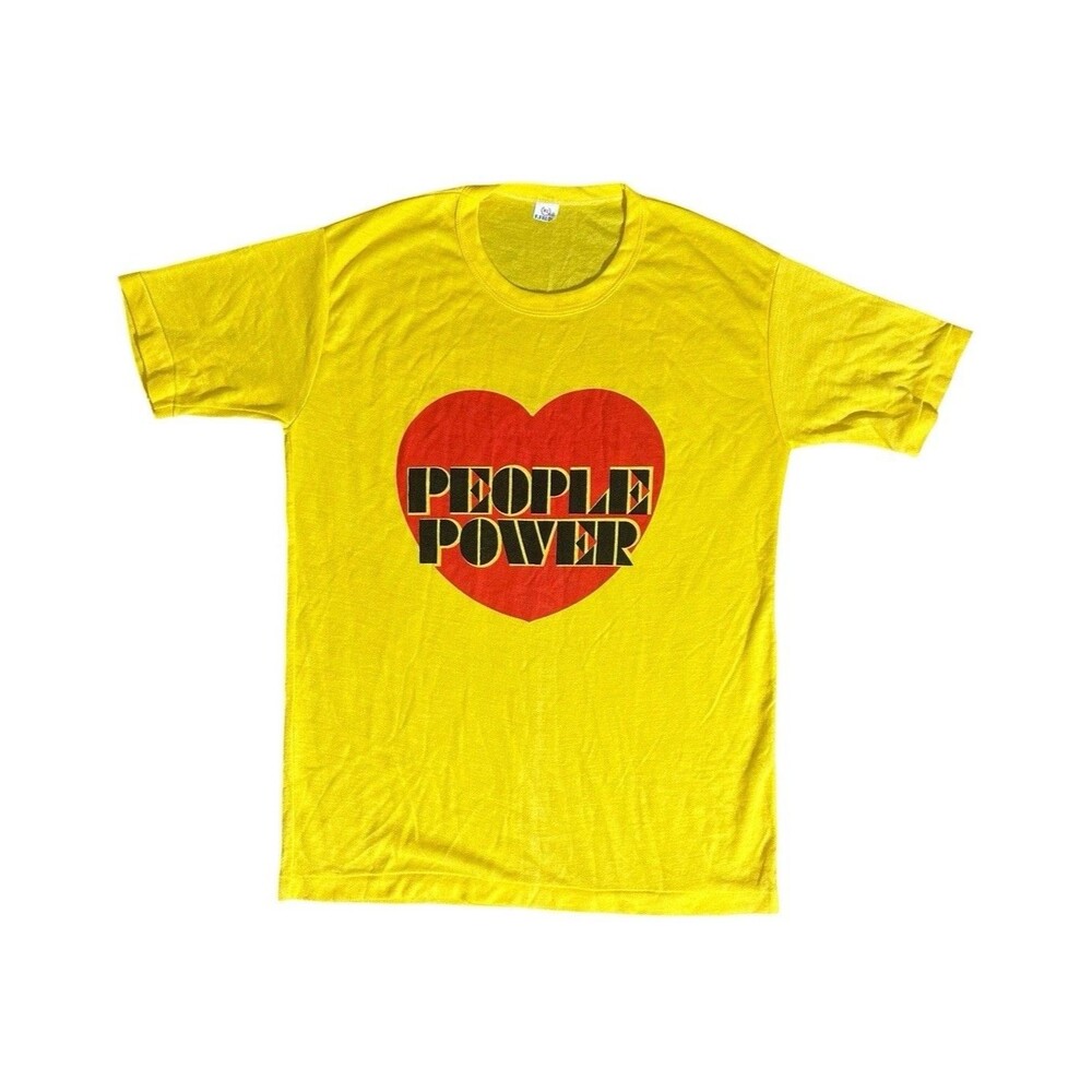 Rare Vintage People Power Revolution Political Protest Movement Yellow T-Shirt L
